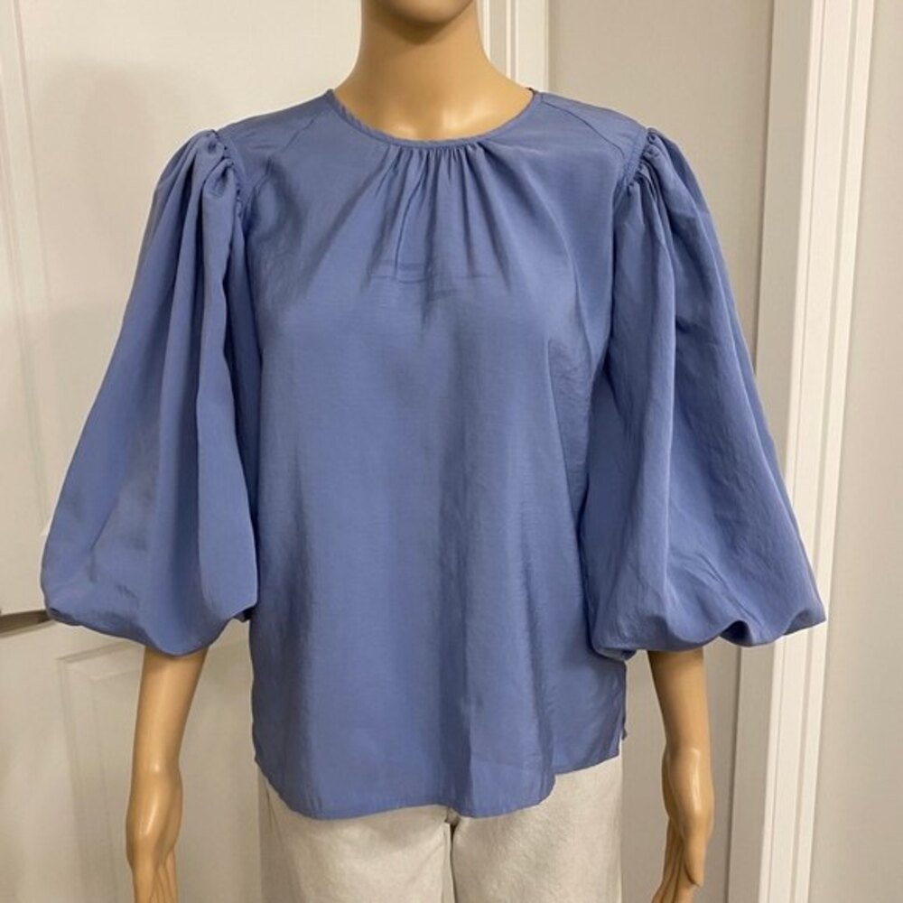 Express Balloon Sleeve Blouse. Blue. S/P.